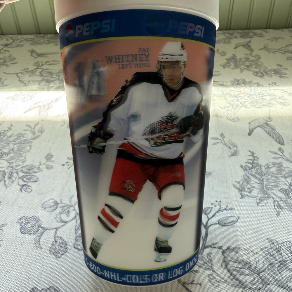 Vtg Y2K Plastic Promo Stadium Cup Columbus Blue Jackets Ray Whitney Holographic